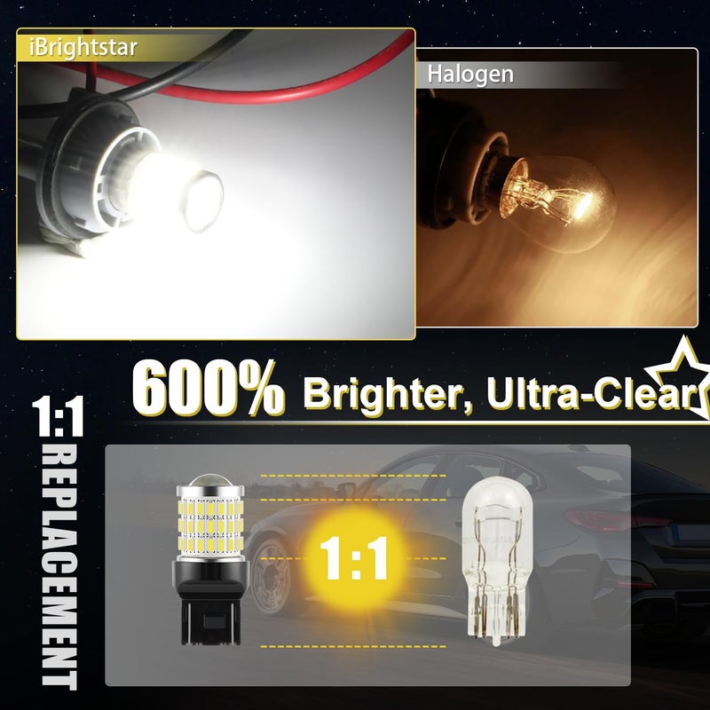 iBrightstar مصباح LED أبيض iBrightstar 7443، مصابيح ضوء عكسي LED 7440 فائقة السطوع لمصابيح الاحتياط، مصابيح التشغيل النهارية، مصابيح الانتظار، عبوة 2 - Image 2